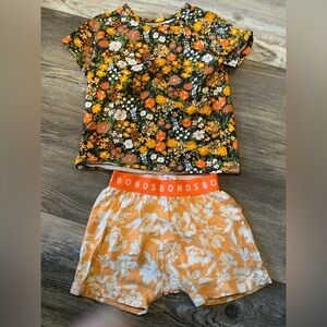 Bonds Floral Sleepwear Set - Black and Orange
